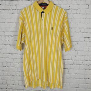 Tommy Hilfiger Vintage Mens Polo XL Yellow Stripes